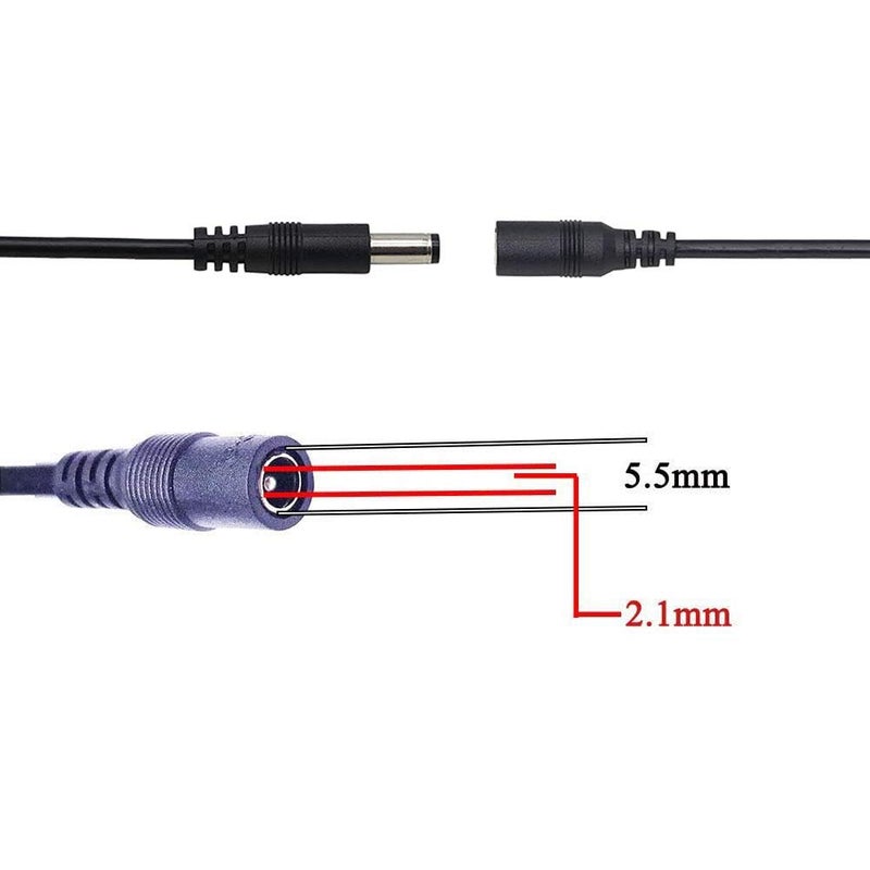 TronicsPros 4pcs LED Strip Light Inline On/Off Switch Cable DC Jack 5.5x2.1mm Male to Female Connector, DC Jack Switch, LED Tape Connector, 12V Inline Rocker Switch DC Power Adapter Connector, 12inch - Image 2